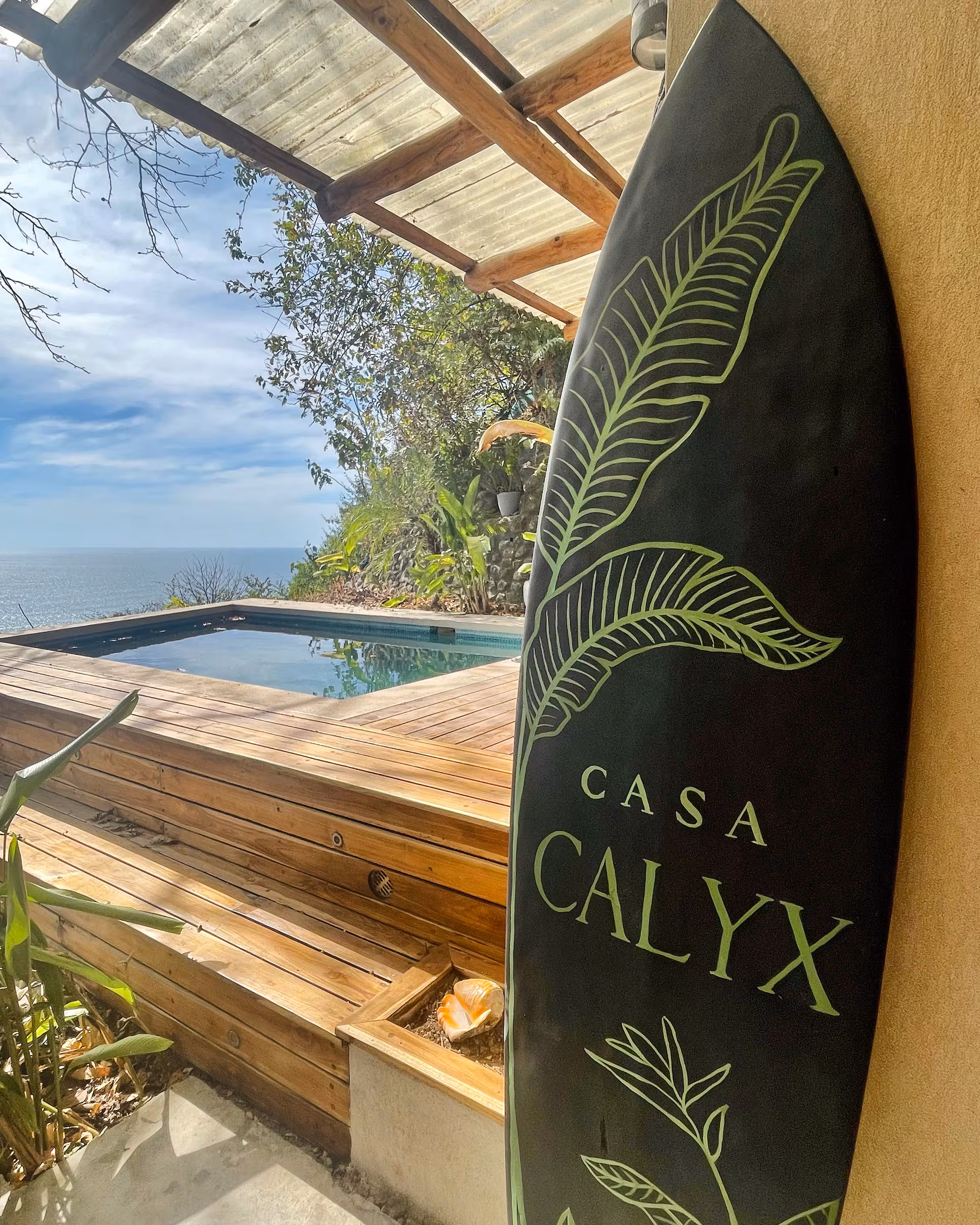 Casa Calyx pool with jungle backdrop