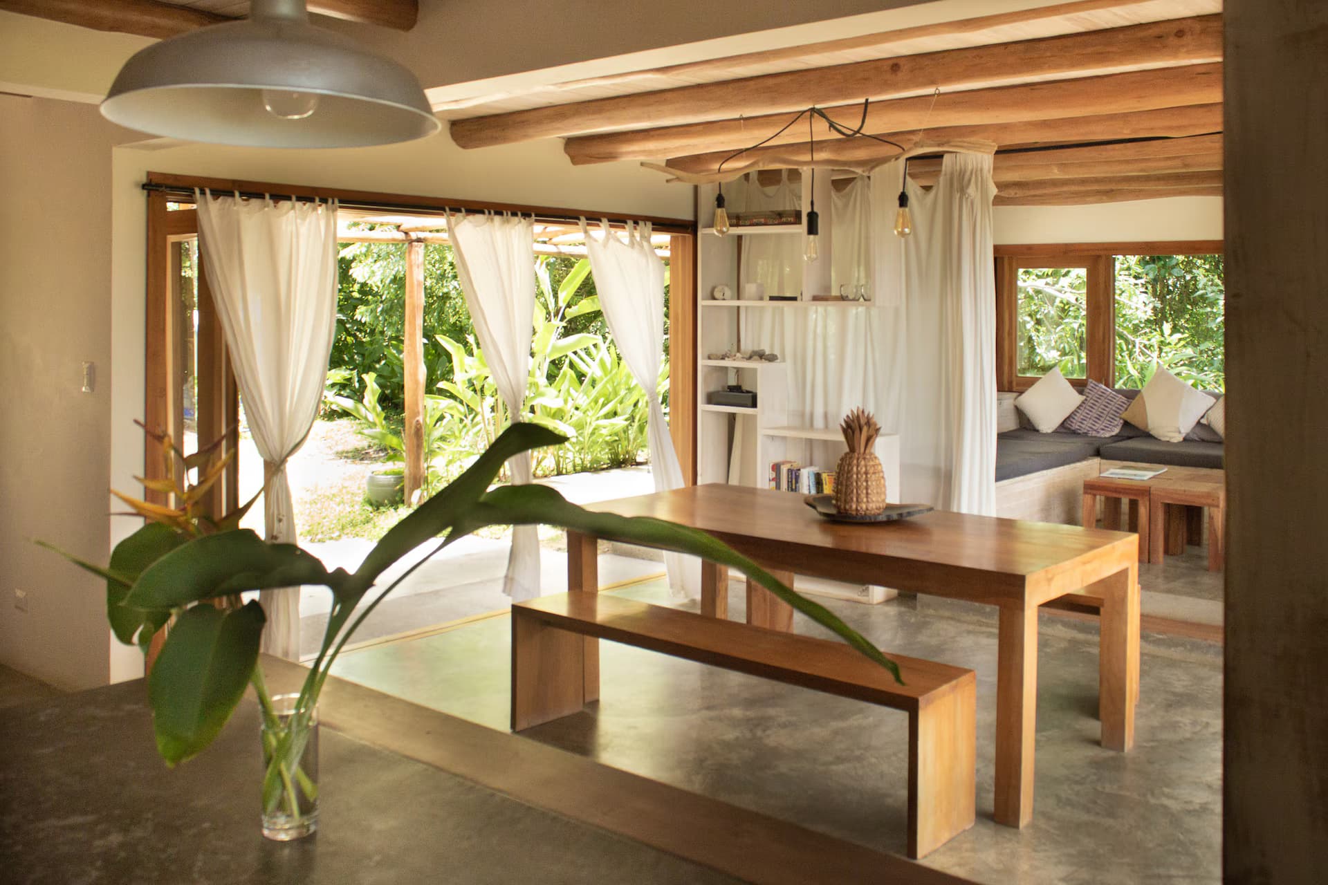 Bedroom with timber ceiling and natural cross-ventilation