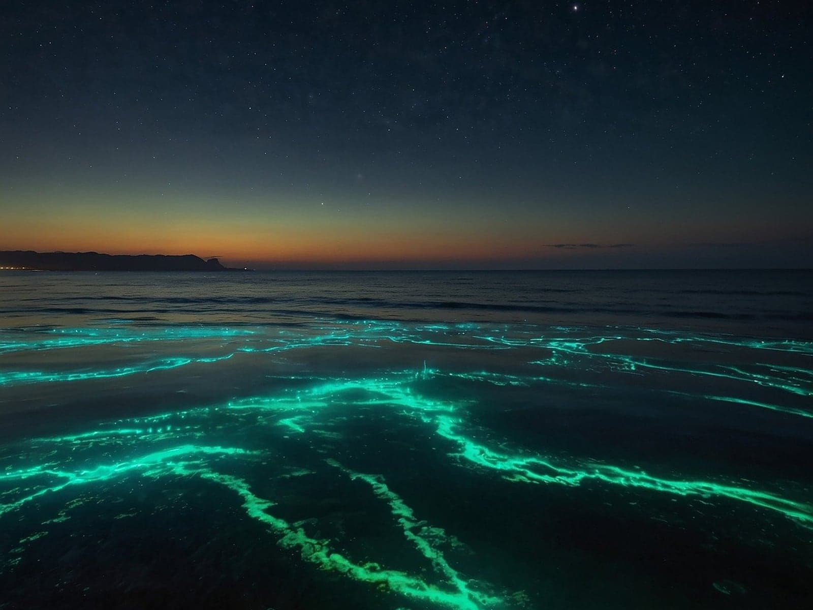 Bioluminescence Tour — Night · new moon only · glowing water